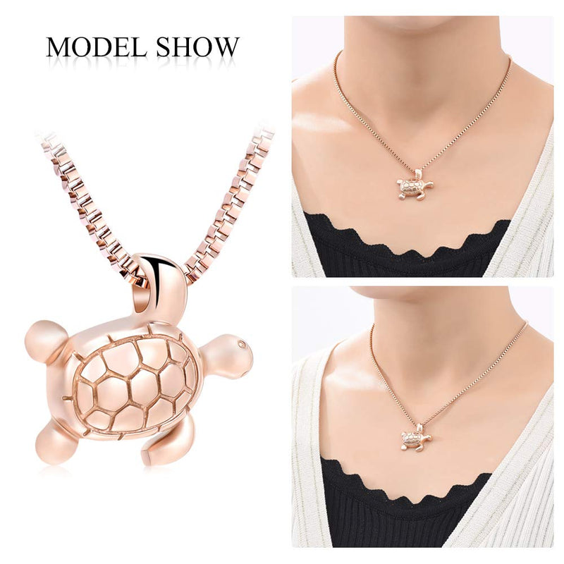 XSMZB Sea Turtle Cremation Jewelry for Ashes Urn Necklace for Ashes Cremation Jewelry for Ashes Necklace for Men Women Memorial Ash Keepsake Pendant Big Rose Gold - BeesActive Australia
