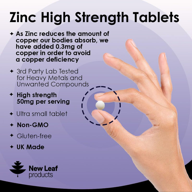 Zinc 50mg High Strength - 365 Zinc Tablets (6 Month Supply) High Strength Zinc Supplements Contributes Towards Immune Function and Maintenance of Healthy Bones, Vision, Hair, Nails and Skin - UK Made 365 Count (Pack of 1) - BeesActive Australia