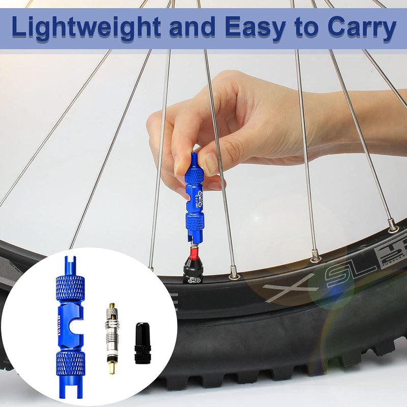 MUQZI Bicycle Tubeless Tyre Sealant Injector Syring and Presta Schrader Valve Core Removal Tool Kit Blue 14PCS - BeesActive Australia