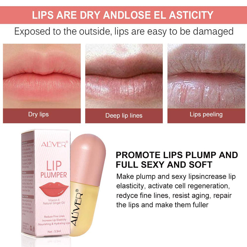 Natural Lip Plumper, Lip Enhancer, Lip Plumper Fuller & Hydrated Beauty Lips,Lip Plumping Balm, Moisturizing Clear Lip Gloss for Fuller Lips & Hydrated Beauty Lips 5.5ml (1 PACK(day)) 1 PACK(day) - BeesActive Australia