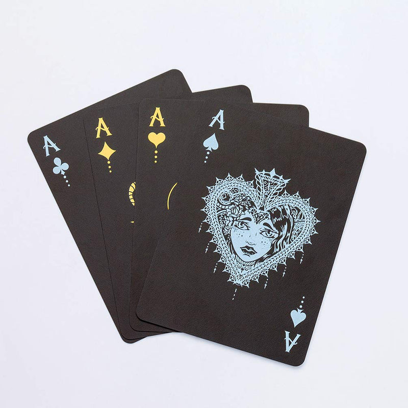 [AUSTRALIA] - ACELION Waterproof Playing Cards, Plastic Playing Cards, Deck of Cards, Gift Poker Cards (Black Gothic Cards Black Gothic 