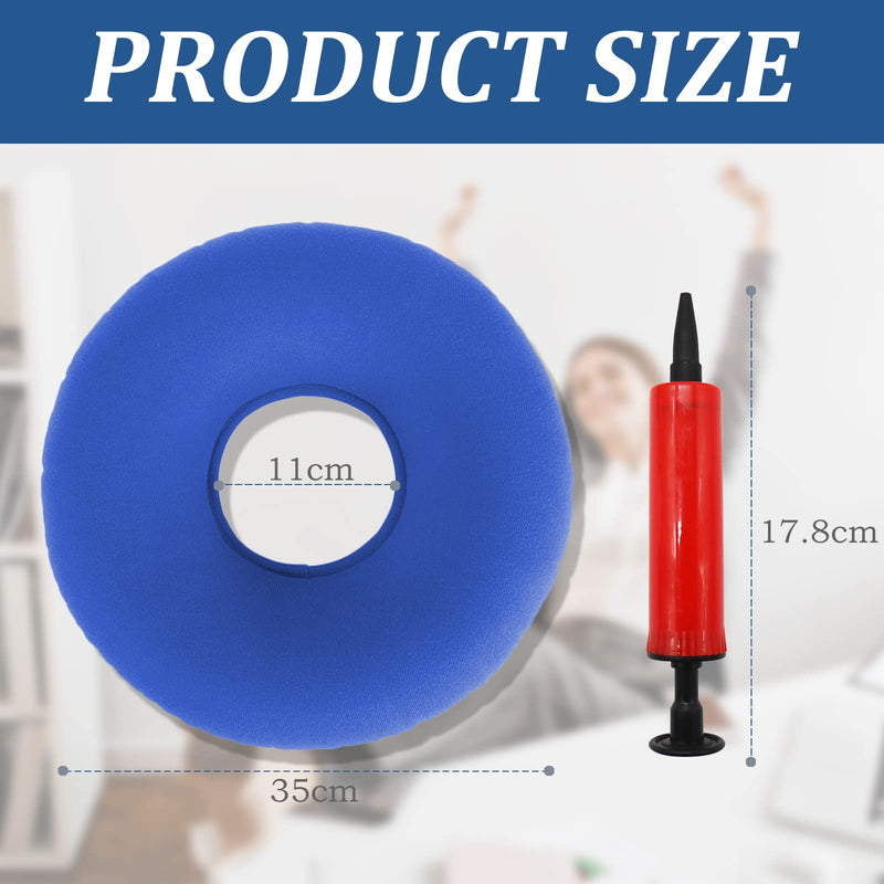 TUAKIMCE Donut Cushion Prostate Seat Doughnuts, Portable Donut Cushion for Pressure Relief, Pressure Cushion for Hemorrhoids, Prostate, Post Natal, Surgery, Pressure Sores- Air Pump Included (Blue) Blue - BeesActive Australia