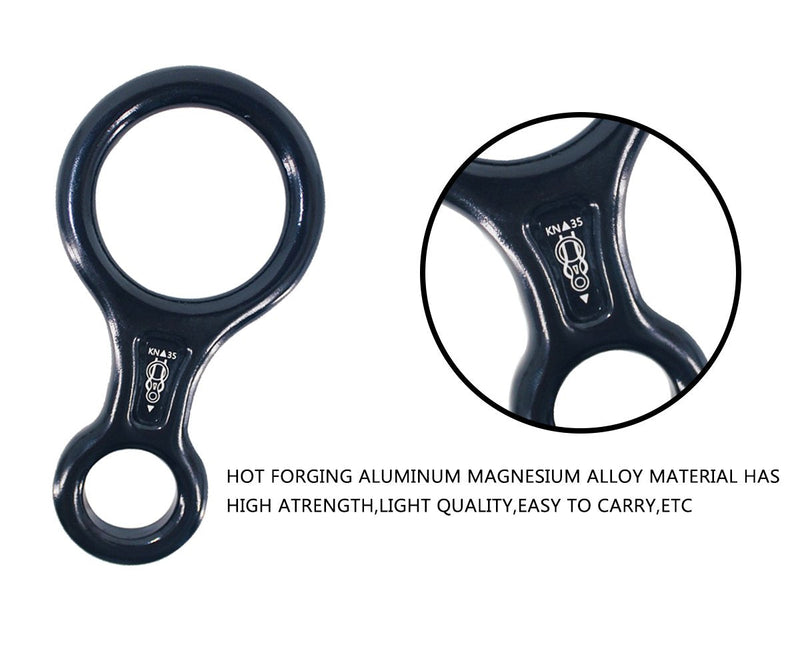 NewDoar Climbing Gear Downhill Equipment Rigging Plate 40kN Rescue Figure 8 Descender with Large Bent-Ear for Climbing Belaying and Rappelling Device Black - BeesActive Australia