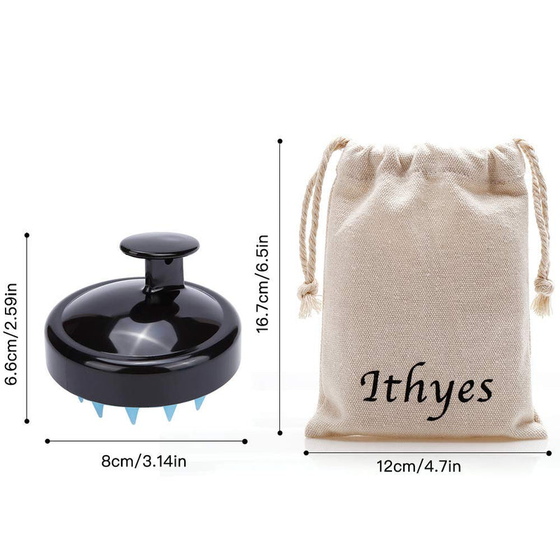 Ithyes Shampoo Brush Silicon Scalp Massager Hair Brush Wet Dry Comb Head Rubber Care Improve Blood Circulation for Men,Women Pets, Black - BeesActive Australia