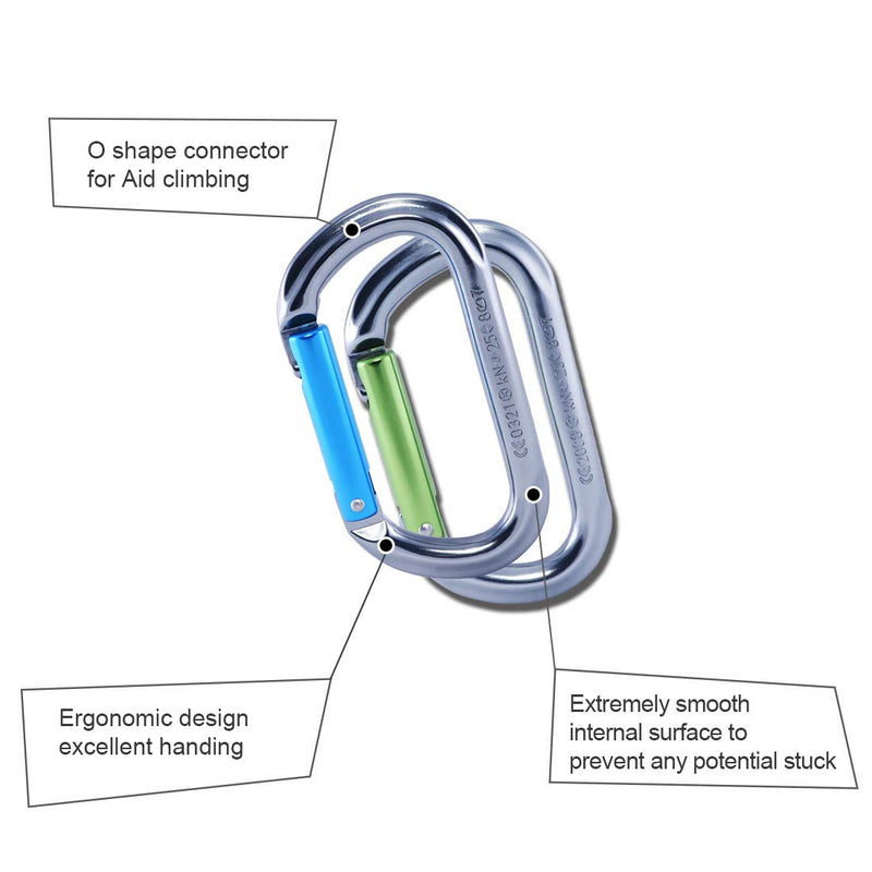 KAILAS Oval Climbing Carabiner Straight Gate CE Certified 25kN O Shaped Non-Locking Clip for Rock Climbing Mountaineering Ziplining Rappelling Rescue Keychain Dog Leash Iron Gray/Sky Blue Dimensions:110X61.2mm - BeesActive Australia