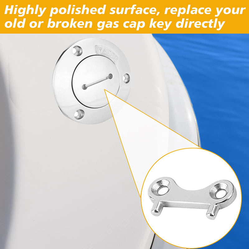 2 Pack Boat Gas Cap Key Stainless Steel Boat Gas Key Boat Fuel Cap Key Boat Gas Tank Key Marine Gas Cap Key Deck Filler Key Deck Fill Plate Key Spare Key Replacement for Boat Yacht, Silver - BeesActive Australia