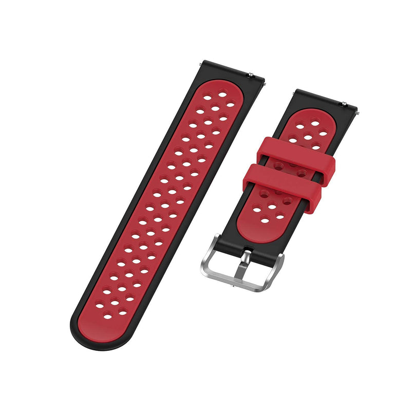 Smart Watch Band Compatible with Amazfit GTR 42mm/GTS/GTS 2/GTS 2e/GTS 2 Mini 20MM Quick Release Bands/Straps Silicone Breathable Replacement Wristbands for Women Men(BlackRed+WhiteBlue) BlackRed+WhiteBlue - BeesActive Australia