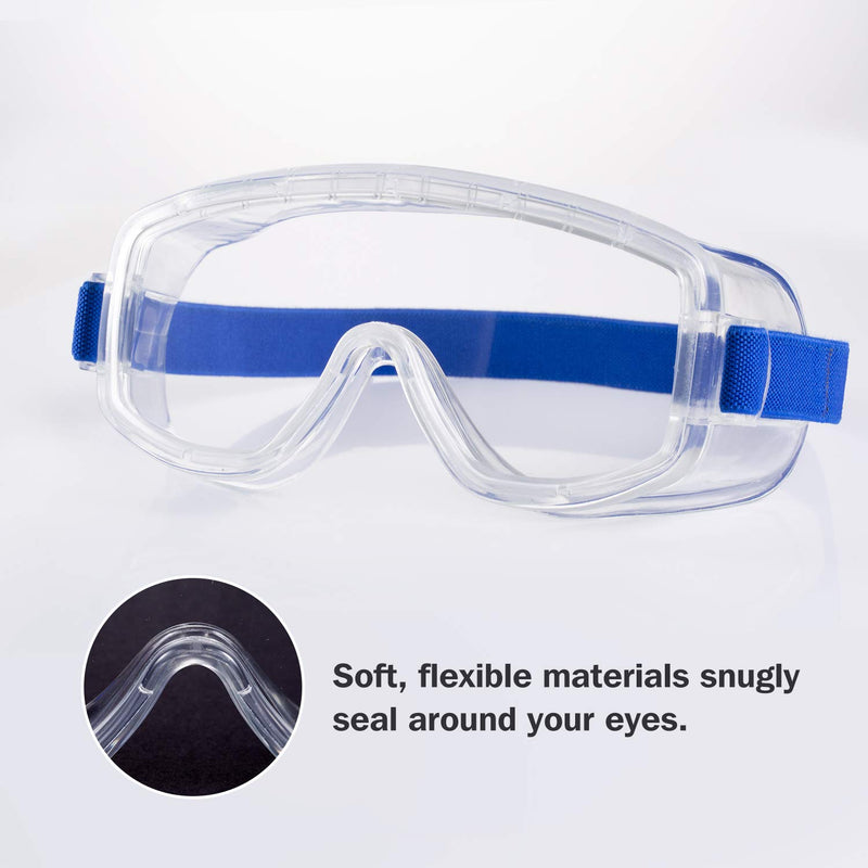 NOVETE Safety Goggles (Pack of 2), Anti-fog & Anti-scratch Coating, Protective Eyewear Safety Glasses, Adjustable Headband, Wide-Vision Clear Lens, Splash UV Eye Protection - BeesActive Australia