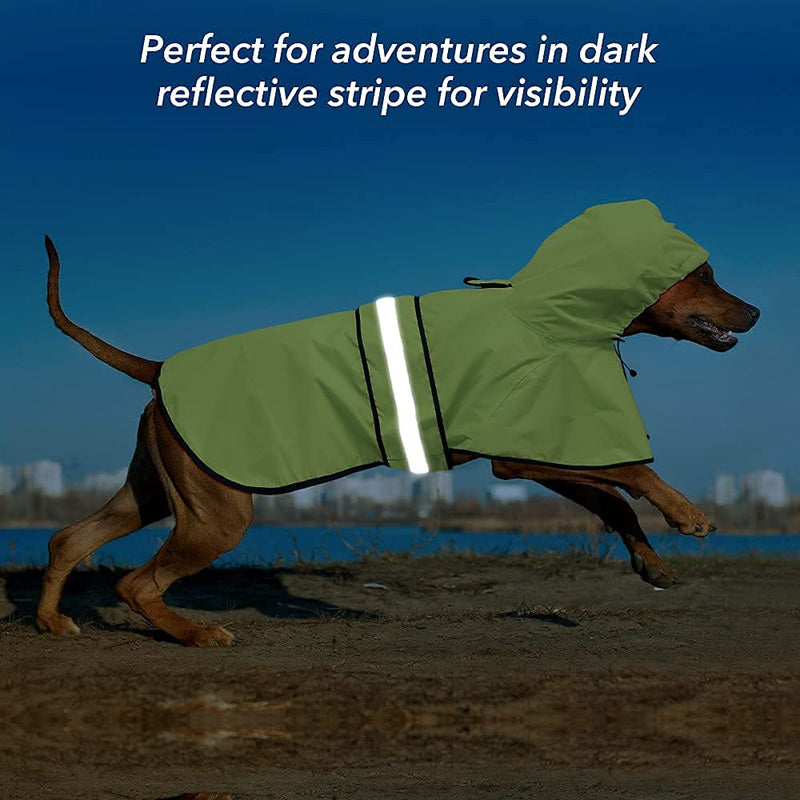 Ezierfy Reflective Dog Raincoat - Adjustable Raincoat for Dogs, Lightweight Hooded Dog Raincoats Poncho Slicker, Waterproof Rain Jacket Coat for Small, Medium, Large Dogs Walking Neon Green X-Large - BeesActive Australia