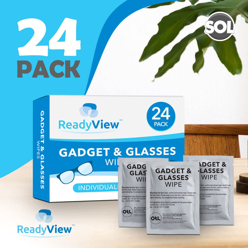 24pk Lens Wipes for Glasses & Gadgets | Glasses Wipes Individually Wrapped | Glasses Lens Cleaner for Glasses Cleaner Wipes Lens Wipe Spectacle Wipes Glasses Cleaning Wipes Lenses Wipes + SOL Notebook - BeesActive Australia