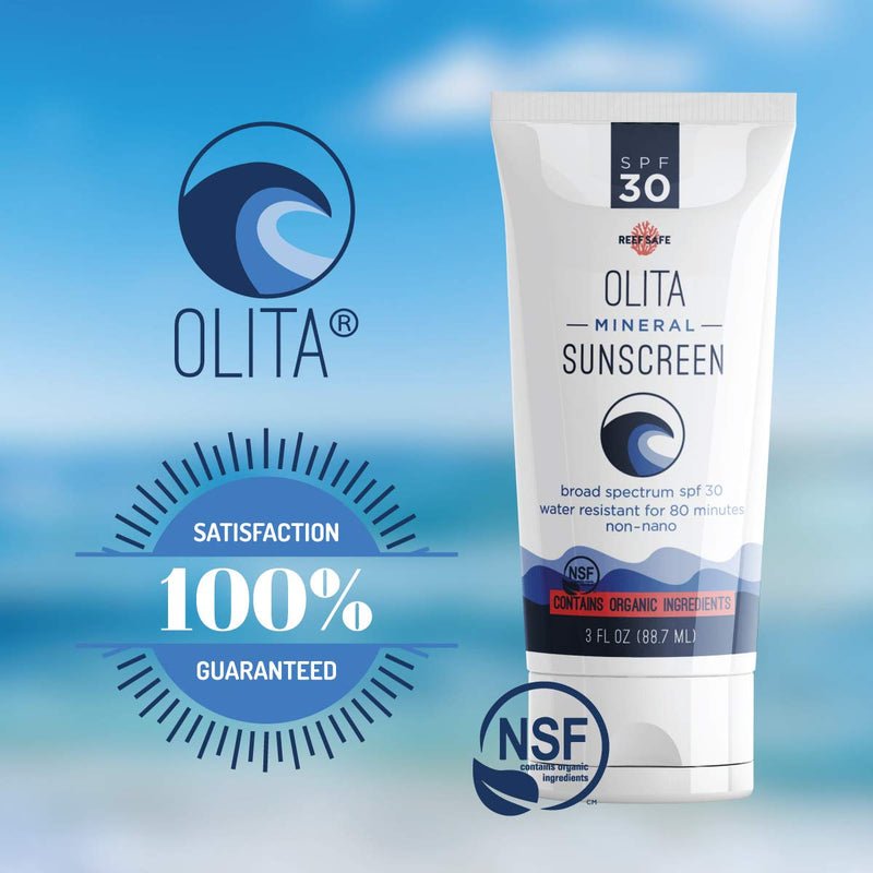 Olita: Mineral Sunscreen Lotion - SPF 30 Mineral Sunscreen - 3 oz - No Fragrance - Reef Safe - Broad Spectrum, Chemical Free - All-Natural, Organic, Zinc Sunblock - Water-Resistant - BeesActive Australia