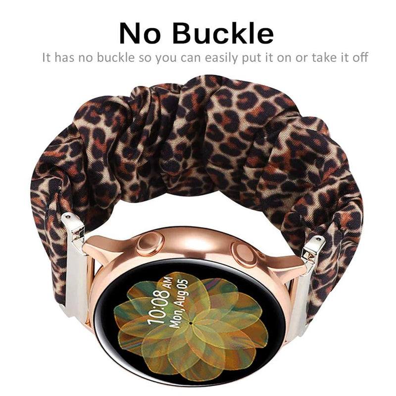 Miimall Compatible Samsung Galaxy Active 2 / Watch 4 Scrunchie Band, Pattern Printed Scrunchy Elastic Strap Bands for Galaxy Active 2/ Galaxy Watch 4 40mm 44mm 42mm 46mm (Leopard) Leopard - BeesActive Australia