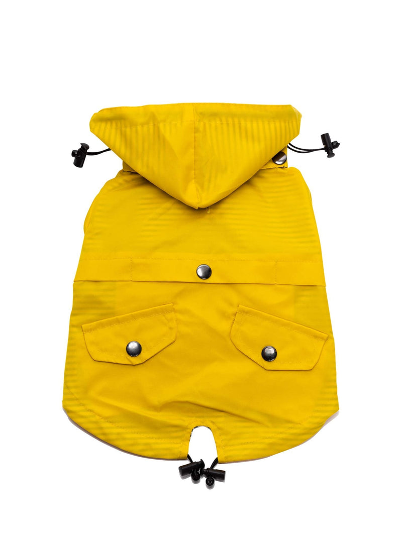 Ellie Dog Wear Yellow Zip Up Dog Raincoat with Reflective Buttons, Pockets, Rain/Water Resistant, Adjustable Drawstring, & Removable Hood - Size XXS to XXL - Stylish Premium Dog Raincoats L - BeesActive Australia
