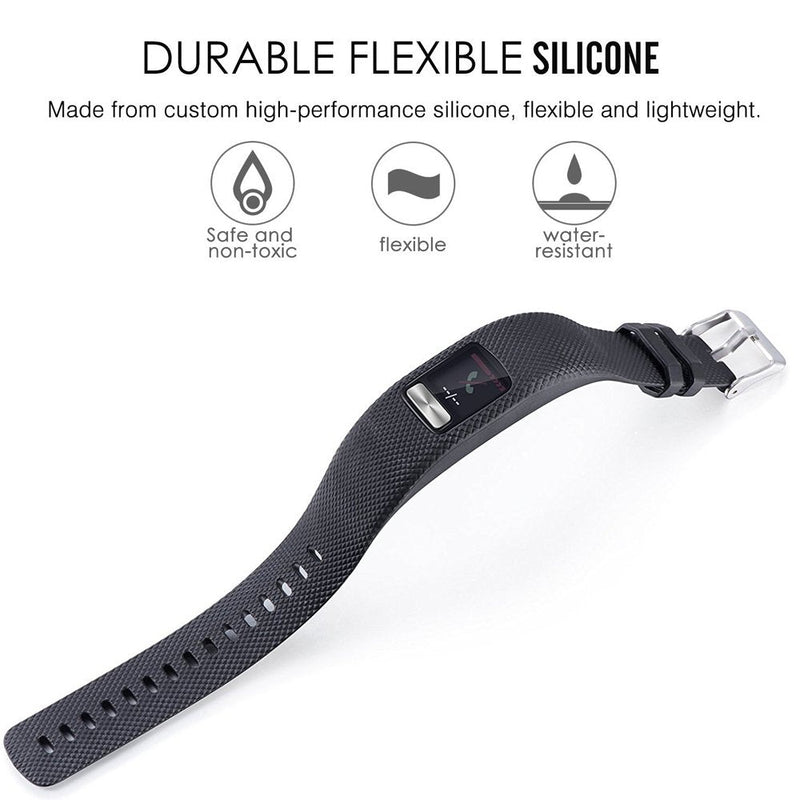 QGHXO Band for Garmin Vivofit 4, Soft Silicone Replacement Watch Band Strap for Garmin Vivofit 4 Activity Tracker, Small, Large, Ten Colors (A-Black&White&Purple, Large) A-Black&White&Purple - BeesActive Australia
