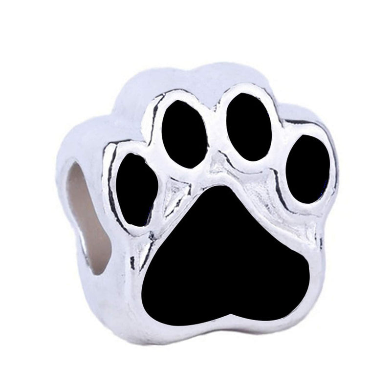 40PCS Paw Print European Beads Bulk Animal Foot Large Hole Charm Dog Pet for Jewelry Making Bracelet Necklace Mixed 5 Colors - BeesActive Australia