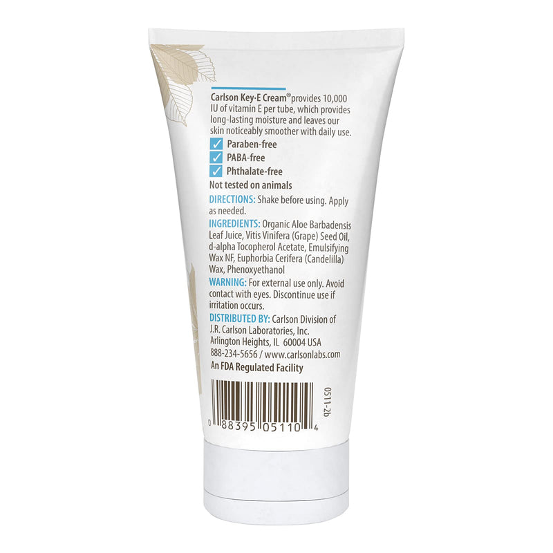 Carlson - Key-E Hand & Body Cream, Vitamin E & Organic Aloe, 10000 IU Vitamin E, Fragrance-Free, 2 oz - BeesActive Australia