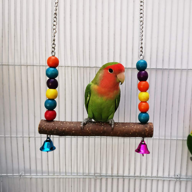 alfyng 6 Pack Bird Parrot Chewing Swing Toys Set, Bird Hanging Bell Perches, Parrot Hammock Wooden Cage Stands for Small Parakeets, Cockatiels, Conures, Love Birds, Finches and Other Small Animals - BeesActive Australia