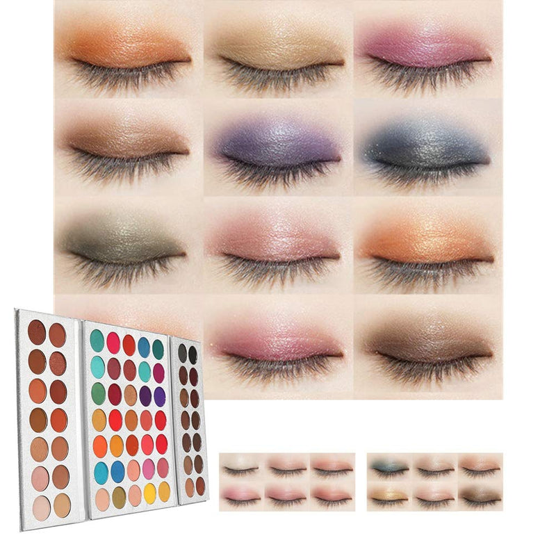 MKYUHP 63 Color Matte Makeup Palette Mattes Shimmers Naked Smokey Glitter Cream Colorful Powder Blendable Long Lasting Waterproof Eye Shadow Palette - BeesActive Australia