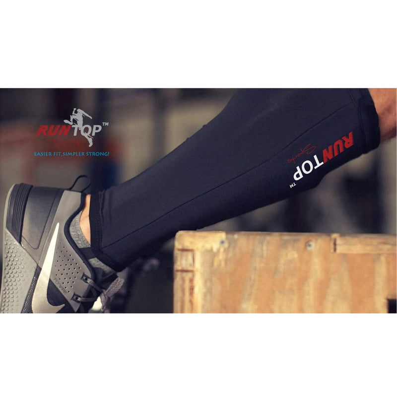 RUNTOP Neoprene Shin Sleeves for Rope Climbing Shin Guards Sleeves for Deadlifting Weightlifting Powerlifting Cross Fitness Training Box Jumping Compression Leg Calf Support Protector Men Women Black-Pair Medium - BeesActive Australia