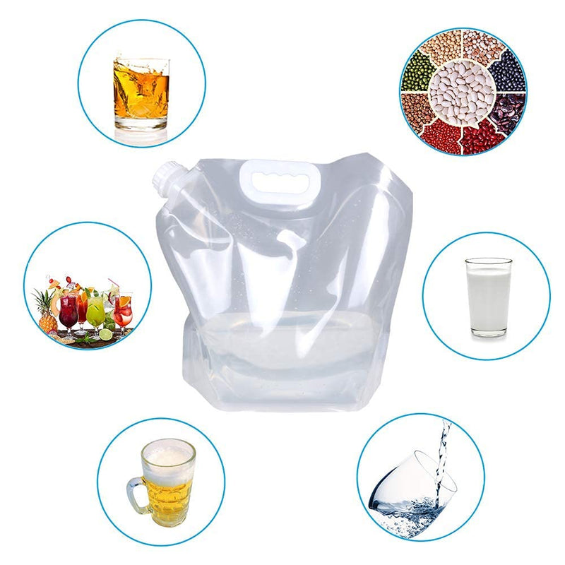 1.3 Gallon /2.6 Gallon Collapsible Water Container Bag, BPA Free Food Grade Clear Plastic Storage Jug for Sport Camping Riding Mountaineer,Freezable,Food Grade (1.3 Gal, 1-pack) 1.3 Gal/5L--1-pack - BeesActive Australia