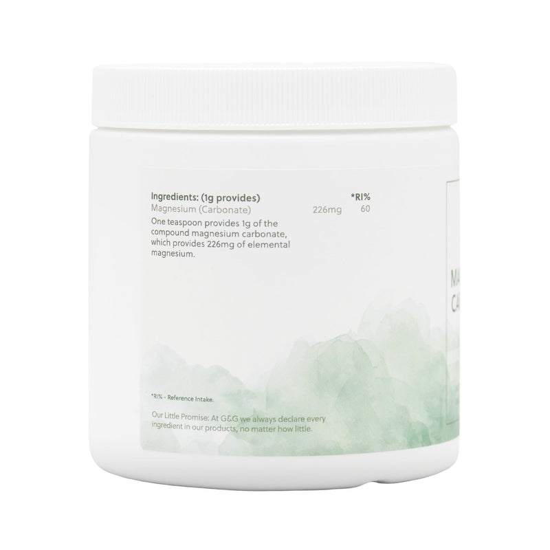 Magnesium Carbonate Powder | 100g Pure Magnesium Carbonate Powder | 226mg Elemental Magnesium per 1g | G&G Vitamins - BeesActive Australia