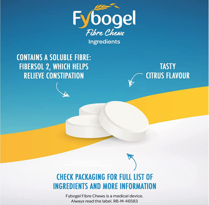 Fybogel Citrus Flavour Fibre Chews 60 Chews Pack of 2 (Total 120 Chews) 60 Count (Pack of 2) - BeesActive Australia