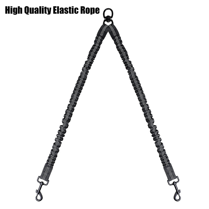 BAOBOTE Pet Double Dog Leash, Comfortable Shock Absorbing Reflective Bungee Lead Walk 2 Dogs with Ease, 360° Swivel No Tangle Double Dog Walking & Training Leash, Dual Dog Leash Accessory Black - BeesActive Australia