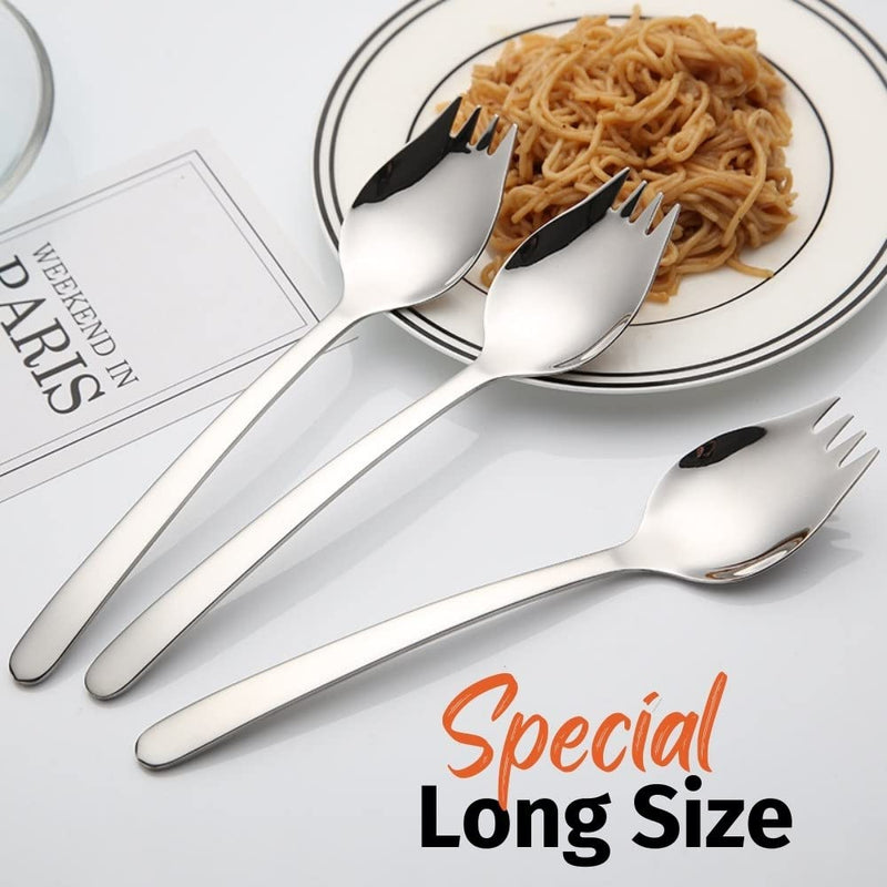 KAISHANE Sporks 18/10 Stainless Steel 3-Pack 8.5-Inch Sporks for Household Use, Ice Cream Spoon & Salad Forks, Fruit Appetizer Dessert - BeesActive Australia