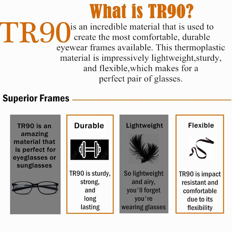 DOOViC Lightweight Reading Glasses Blue Light Blocking Flexible Tr90 Frame TR259 C5 Tortoiseshell 1.75 x - BeesActive Australia