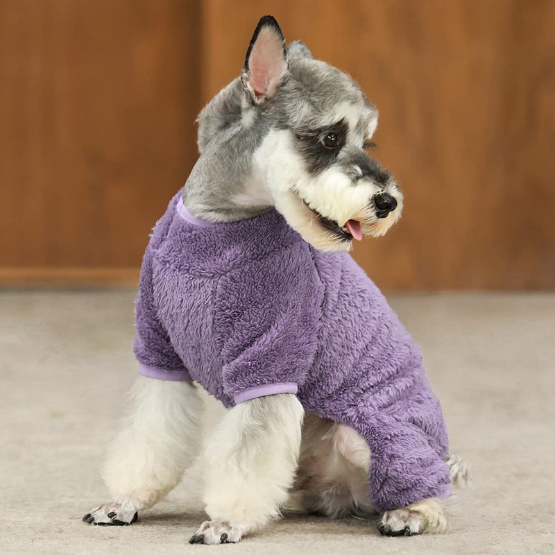 Fitwarm Dog Fuzzy Velvet Pajamas, Dog Winter Clothes for Small Dogs Boy Girl, Pet Jumpsuit, Cat Apparel Medium Purple - BeesActive Australia