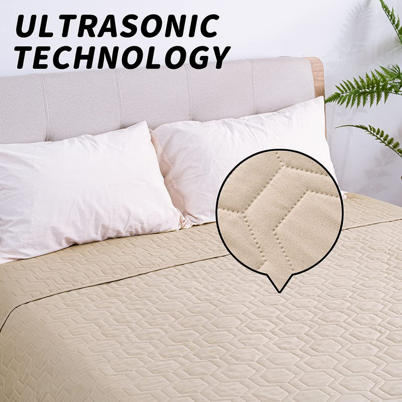 fuguitex Waterproof Reversible Dog Bed Cover Pet Blanket for Bed Couch Sofa Furniture Protector for Kids Children Dog Cat Beige+beige 40x50 Inch (Pack of 1) - BeesActive Australia