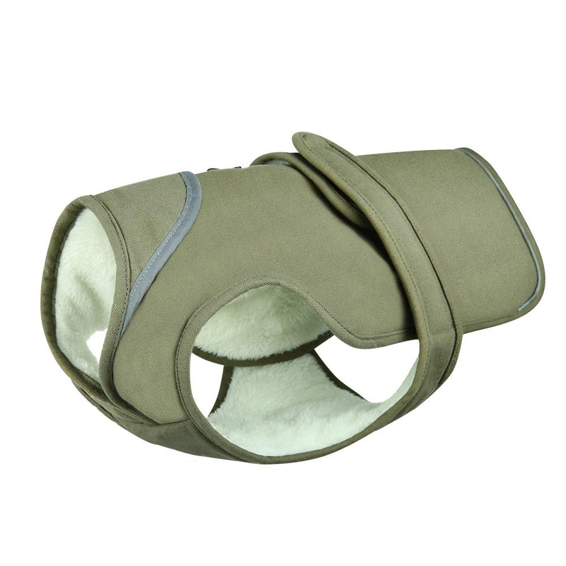 Kuoser Canvas Cold Weather Dog Coat for Winter, Reflective Dog Warm Fleece Jacket Water Repellent Windproof Dog Vest for Small Medium Large Dogs with Zipper Leash Hole XS-3XL X-Large (Pack of 1) Army Green - BeesActive Australia