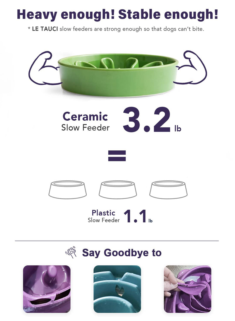 LE TAUCI Dog Bowl Slow Feeder Ceramic, 1.5 Cups Slow Feeding Dog Bowl Small Medium Breed, Puppy Slow Feeder Bow for Fast Eaters, Dog Dishes to Slow Down Eating, Puzzle Dog Food Bowl - BeesActive Australia