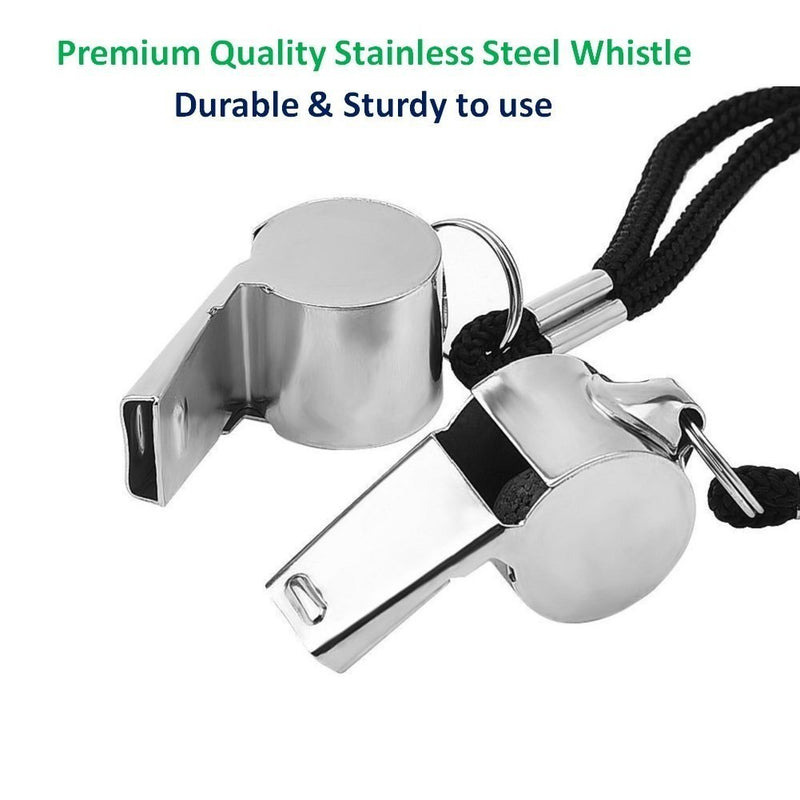 Golvery Metal Referee Coach Whistle - Stainless Steel - Crisp Sound Whistle with Lanyard for School Sports, Soccer, Football, Basketball and Lifeguard Protection etc (Silver-1pcs) - BeesActive Australia