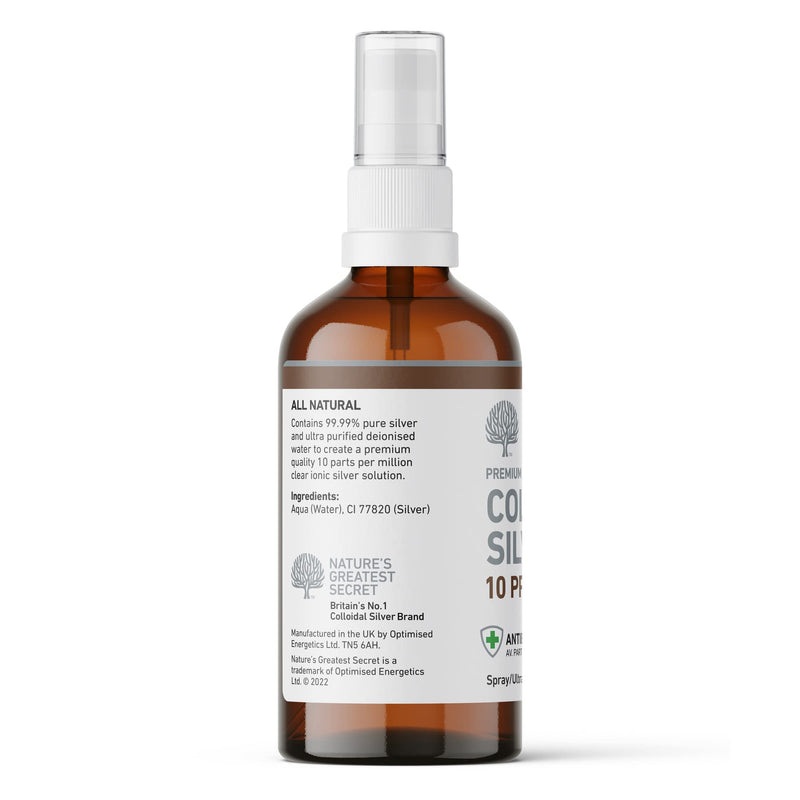 Nature's Greatest Secret Premium Quality Antibacterial 10ppm Colloidal Silver Spray 100ml Natural 100 ml (Pack of 1) - BeesActive Australia