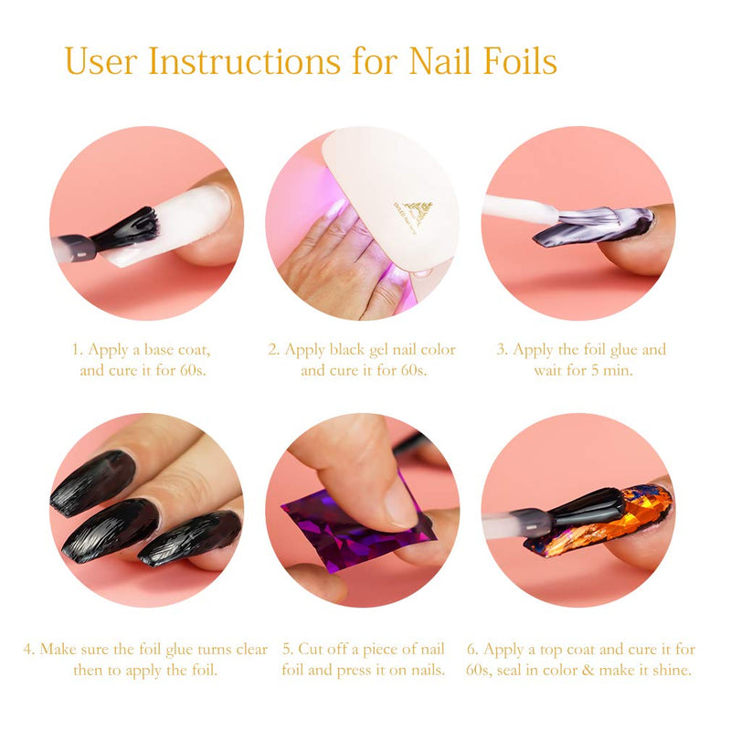 Dreamland Nail Foil Set for Women, AIFAIFA 13PCS Sky Stars Dreamland Nail Foil Transfer Sticker Set with Nail Foil, Nail Glue, Top Coat, Glitter for Decoration Dreamland-Foil Glue - BeesActive Australia