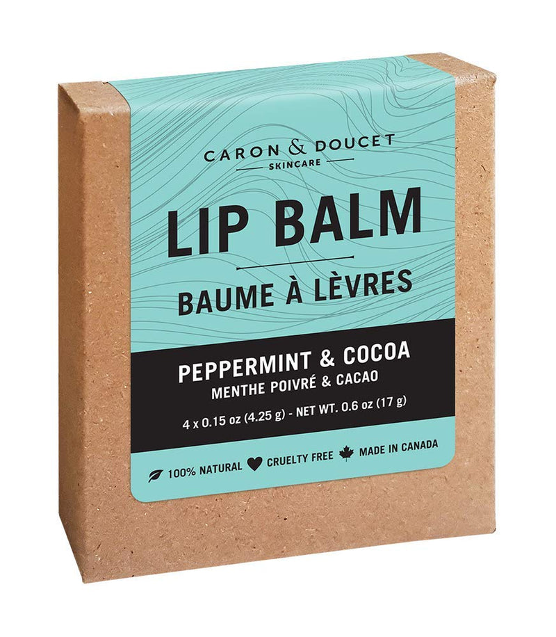 Caron & Doucet - 100% Natural Lip Balm - Premium Olive Oil Moisturizing Lip Balm - Best for Dry Chapped Lips. (Pack of 4, Peppermint & Cocoa) - BeesActive Australia