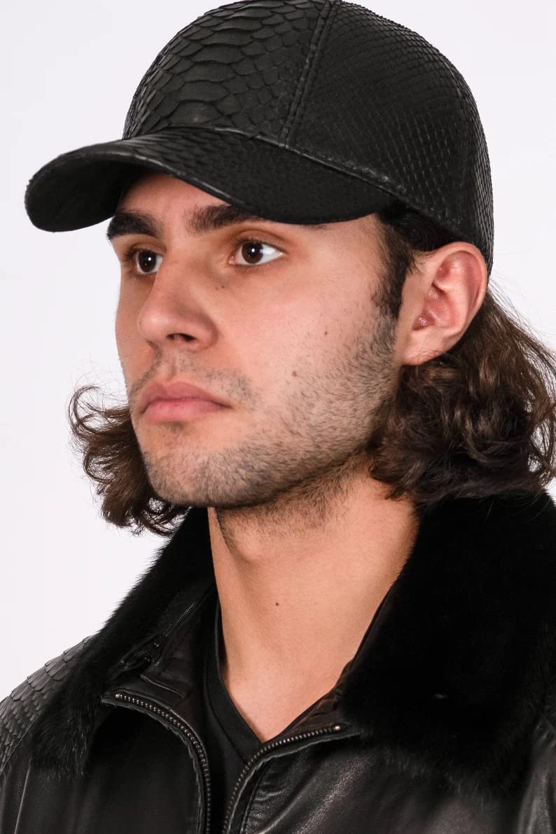 INOGIH Snakeskin-Leather Baseball-Cap Unisex Casual-Dad-Hat Adjustable Snapback for Women Men Black - BeesActive Australia