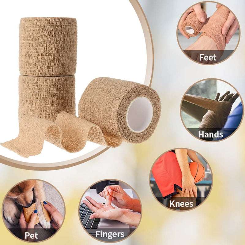 Self Adhesive Bandage Medical Tape Elastic Bandages Flexible Breathable First Aid Nonwoven Roll Stretching Exercise, Ankle Sprains and Swelling,Sports 2" x 5 Yards,12 Pack - BeesActive Australia