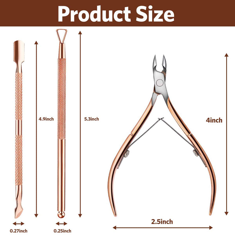 Cuticle Trimmer with Cuticle Pusher, Stainless Steel Nail Cuticle Cutter Remover Nipper Scissors Triangle Peeler Scraper, Durable Dead Skin Clippers Manicure Pedicure Tools Kit for Fingernail Toenails - BeesActive Australia