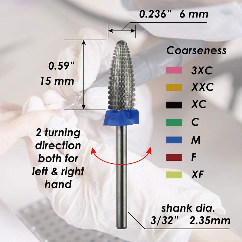 C & I Typhoon Bit, 2 Way, Fast Remove Acrylics or Gels, Both for Left Handed & Right Handed, Carbide Nail Drill Bit Electric Manicure Drill & Accessory (M (Middle)) M ( Middle) - BeesActive Australia