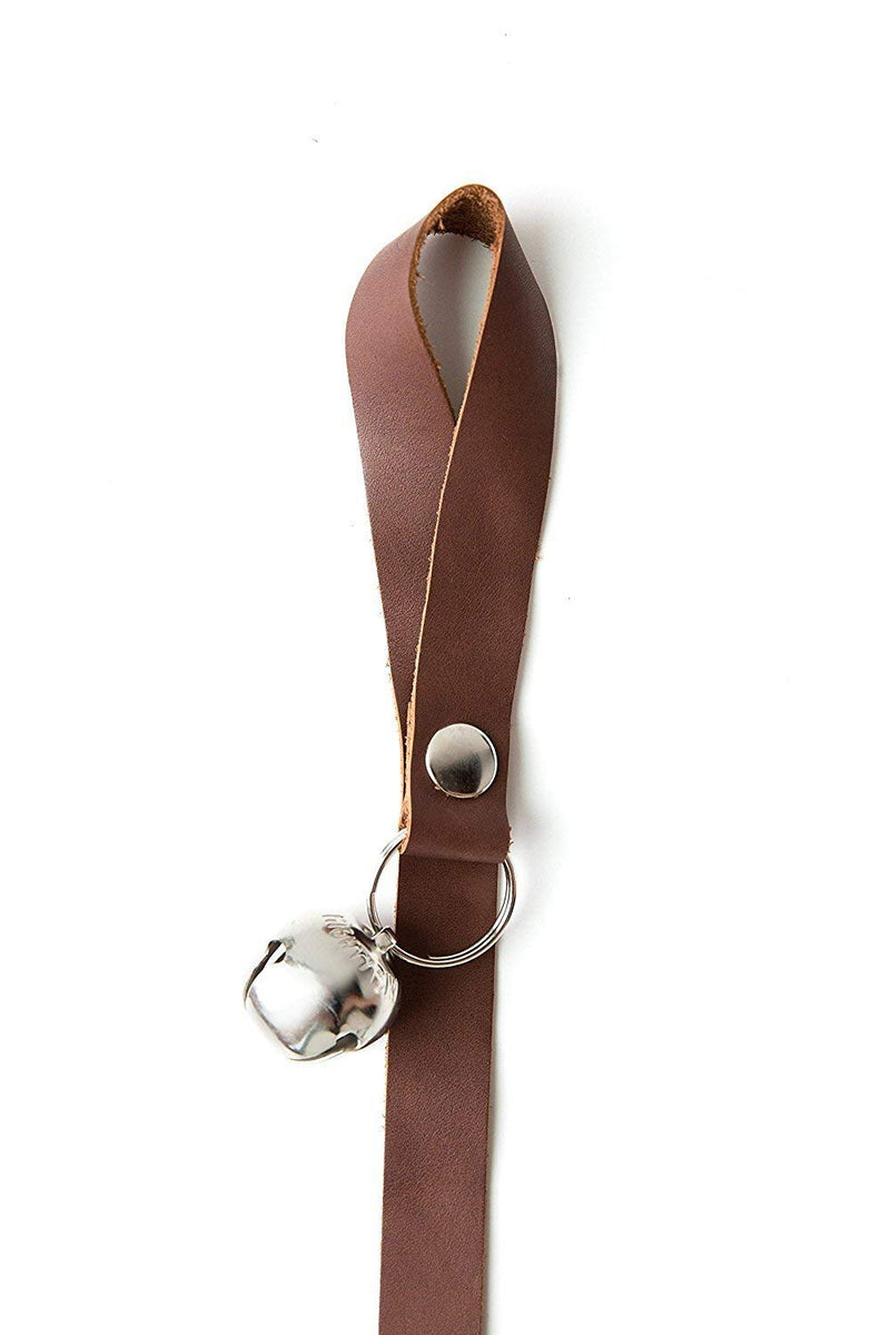 Mighty Paw Leather Tinkle Bells, Premium Leather Dog Doorbells, Extra Soft Leather with Durable Jingle Bells, Housetraining Doggy Door Bells for Potty Training, Includes Free Wall Hook Brown - BeesActive Australia