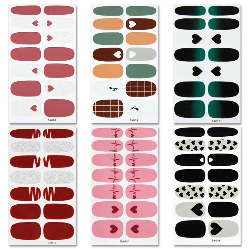SILPECWEE 14 Sheets Valentine's Day Adhesive Nail Polish Decals Strips Set and 1Pc Nail File Nail Wraps Stickers Tips Manicure Accessories - BeesActive Australia
