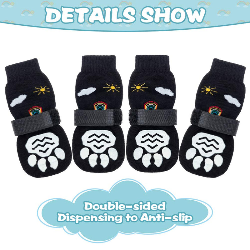 PUPTECK Double Sides Anti-Slip Dog Socks, 3 Pairs Soft Paw Protector with Adjustable Straps, Strong Traction Control for Indoor Hardwood Floors Large (Pack of 6) Black(Rainbow) - BeesActive Australia