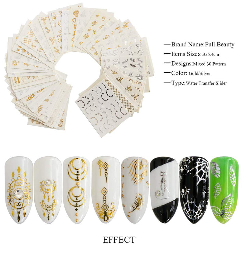 BFY Nail Stickers for Women Self-adhesive Nail Art Decals 30 Sheets 3D Design Golden/Silver Flower Dreamcatcher Butterfly Black Lace Nail Art Stickers Nail Decals Decal Stickers for Women Nail Design Kit - BeesActive Australia