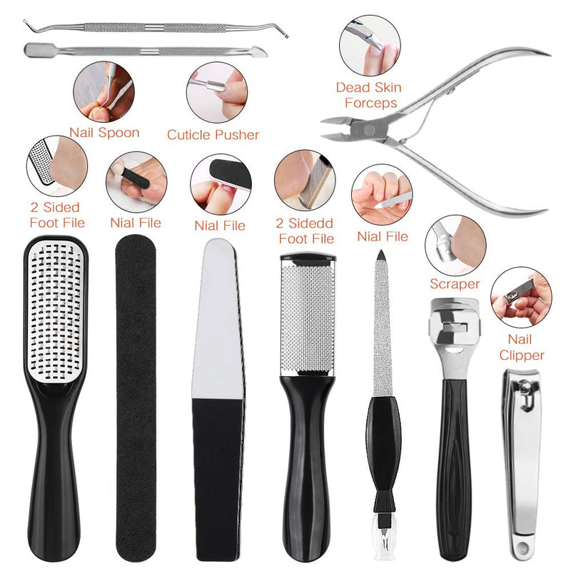 ILuck Professional Pedicure Kit 15 in 1, Foot File Tools Stainless Steel Foot Rasp Foot Peel and Callus Clean Feet Dead Skin Tool Pedicure Kit Foot Care Kit for Women Men at Home - BeesActive Australia