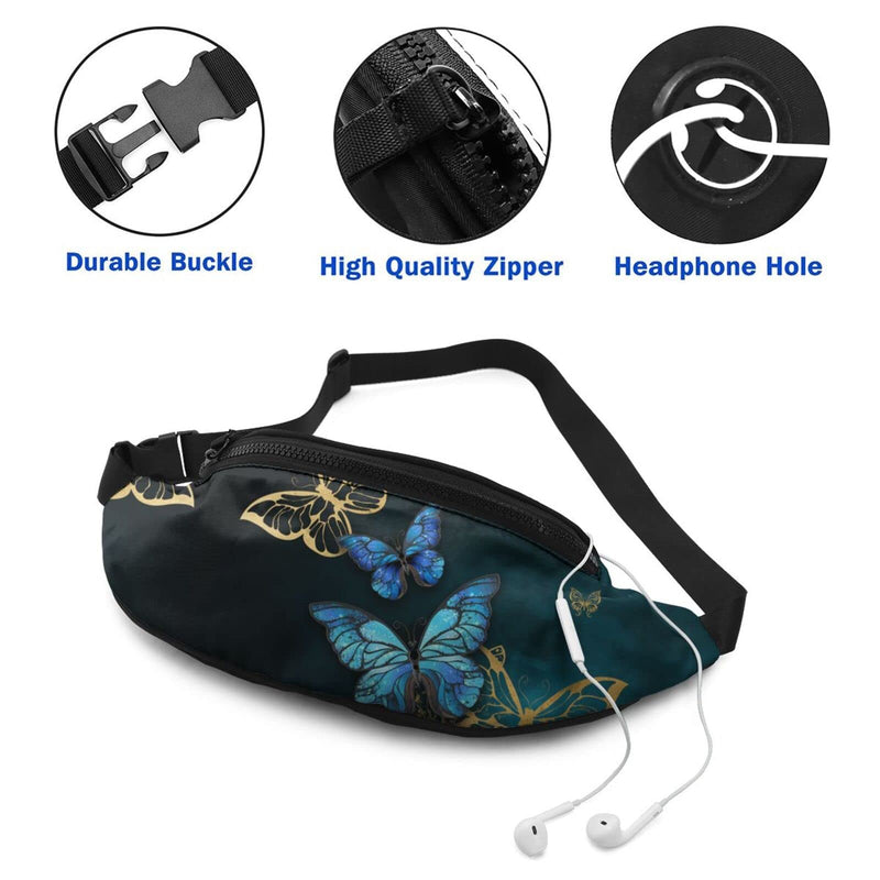 Beautiful Butterflies Fanny Pack For Men Women,With Adjustable Zipper Lightweight Strap Waist Pack For Casual Running Hiking Beautiful Butterflies - BeesActive Australia