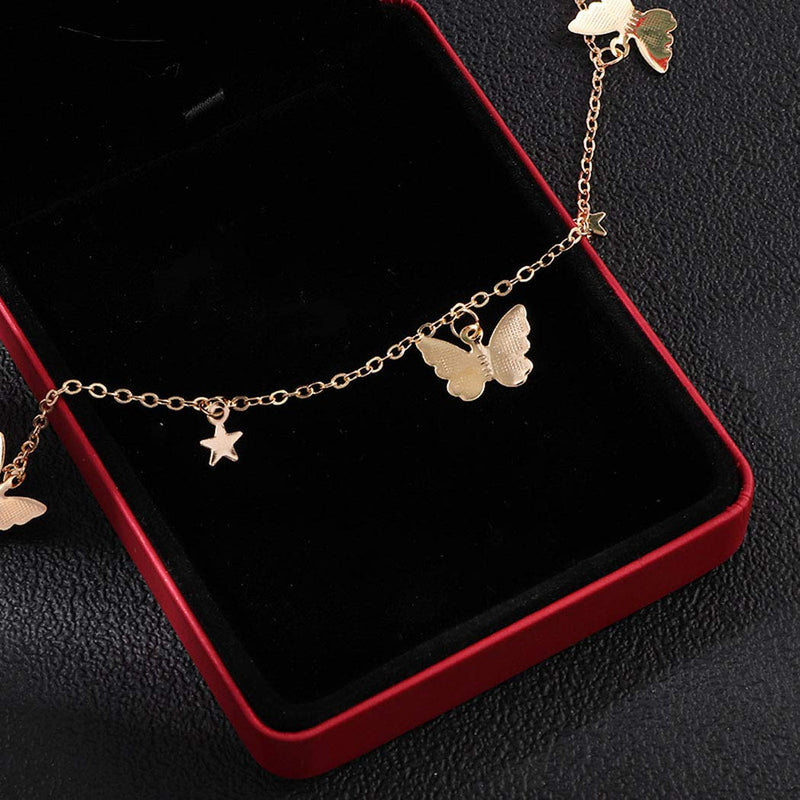 Jovono Fashion Butterfly Pendant Necklaces Dainty Star Necklace Chain Jewelry Gift for Mother Girlfriend Women and Girls (Gold) - BeesActive Australia