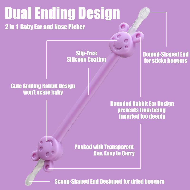 Booger Picker for Infants, Baby Nasal Booger and Earwax Remover for Newborns and Toddlers, Safe & Easy to Use, Infant Booger Picker for Sticky & Dried Boogers, Baby Boogie Picker (Orange & Purple) Orange + Purple - BeesActive Australia