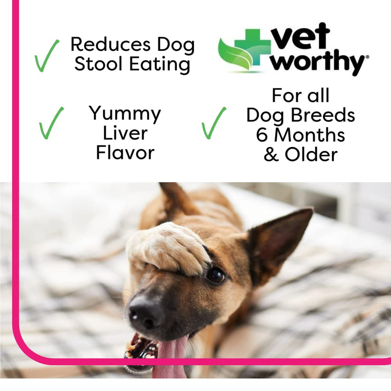 Vet Worthy Stop Stool Ingestion -Coprophagia - Dogs Supplement to Prevent Stool Eating - Dog Supplement with Yucca Schidigera, Parsley Leaf, Chamomile, Thiamine - Liver Flavor, 120 Chewable Tablets - BeesActive Australia